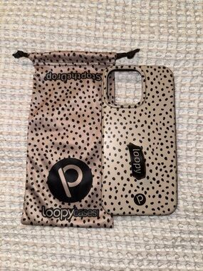 Loopy Case Beige with Black Speckle iPhone Case with Loopy Grip